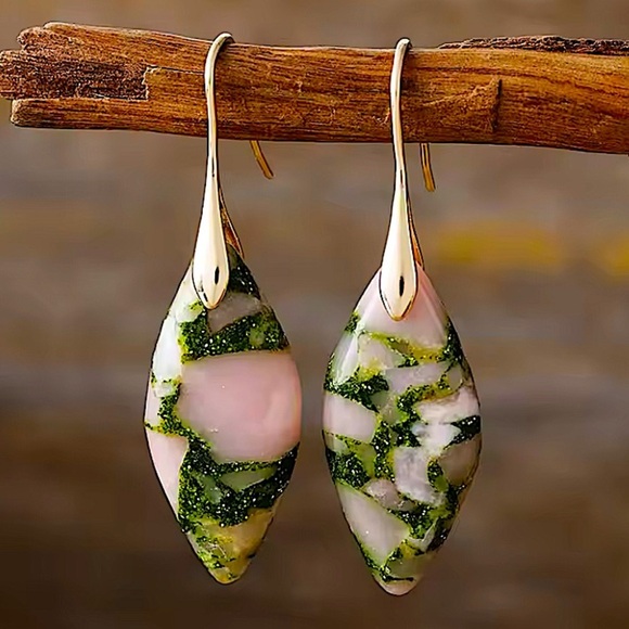 Emerald Grove Jasper Stone Earrings - Picture 1 of 1